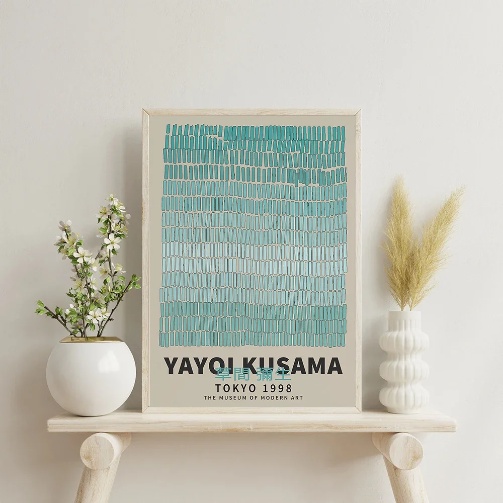 Yayoi Kusama Accumulatıon of Stamps Poster Abstract Nordic Prints Mid Century Canvas Painting Wall Art Picture Living Room Decor