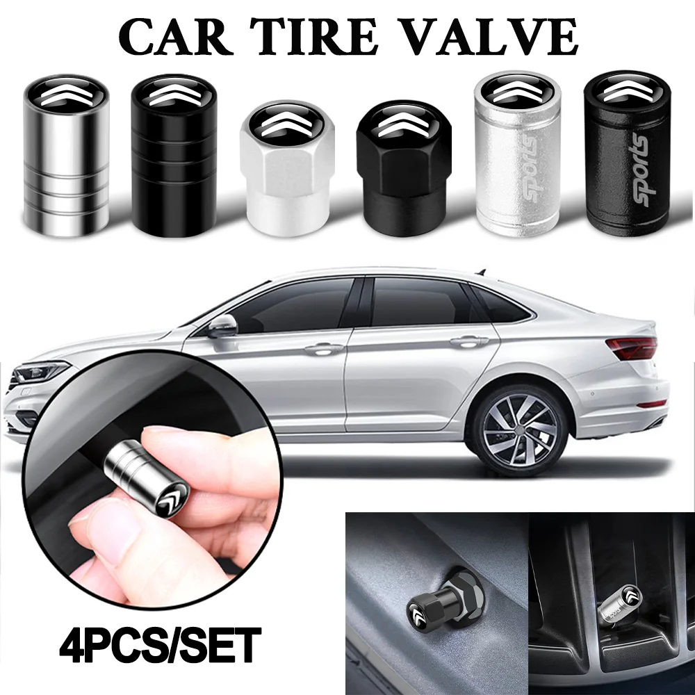 4PCS New Car Badges Styling Wheel Tire Valve Caps Tyre Stem Covers For Citroen C1 C3 C4 C4L C6 C5 VTS C-ELYSEE Auto Accessories