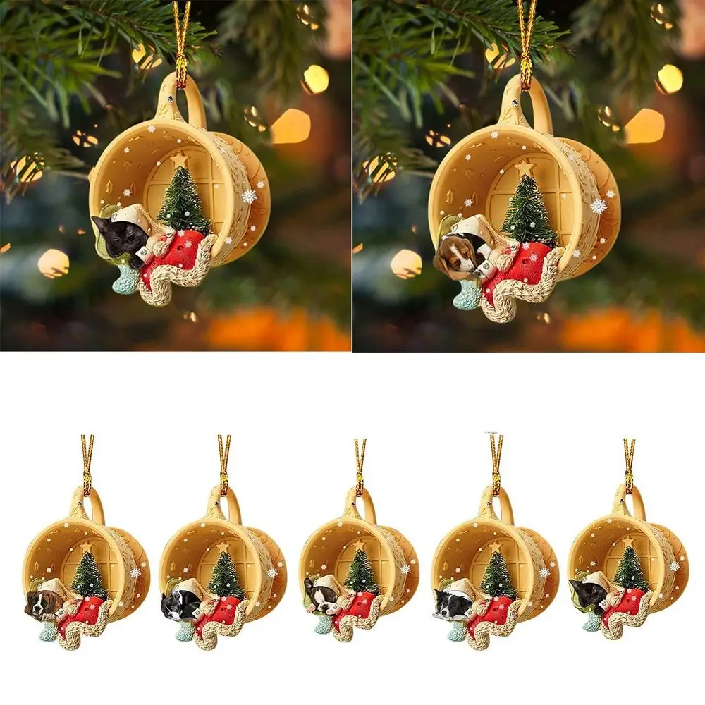 1Pc Christmas Tree Pendant Cute Dog Animal Drop Ornament New Year Festive Party Supplies Room Decoration Xmas Gift