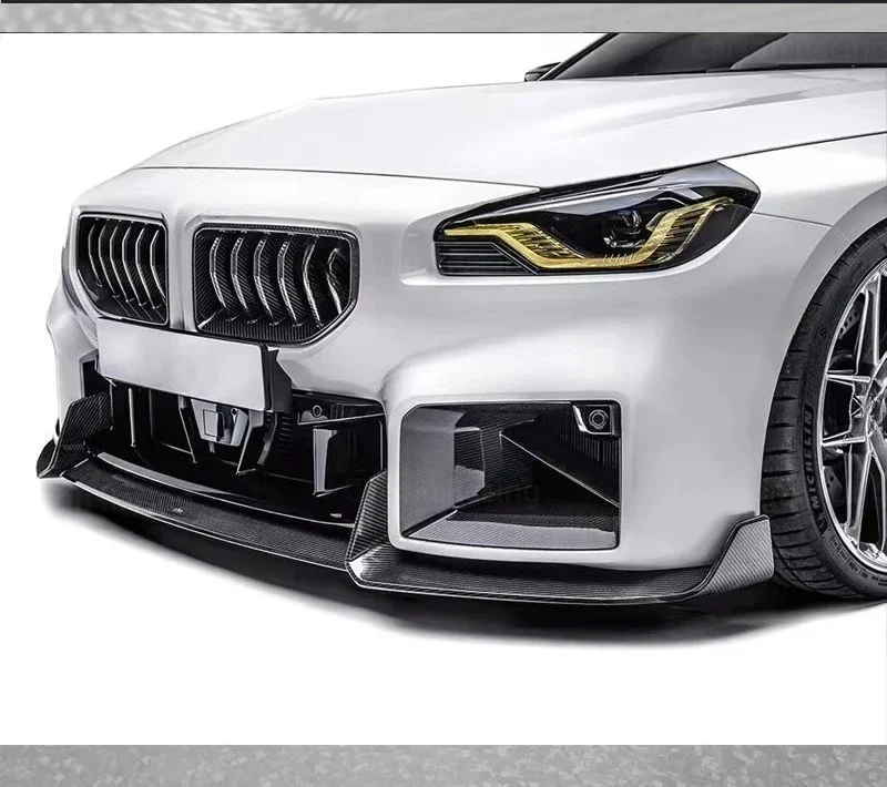 

For M2 G87 2022+ Dry Carbon Fiber Front Bumper Lip AD Style G87 Dry 3 Pcs Body Kit Lip Tuning Accessories