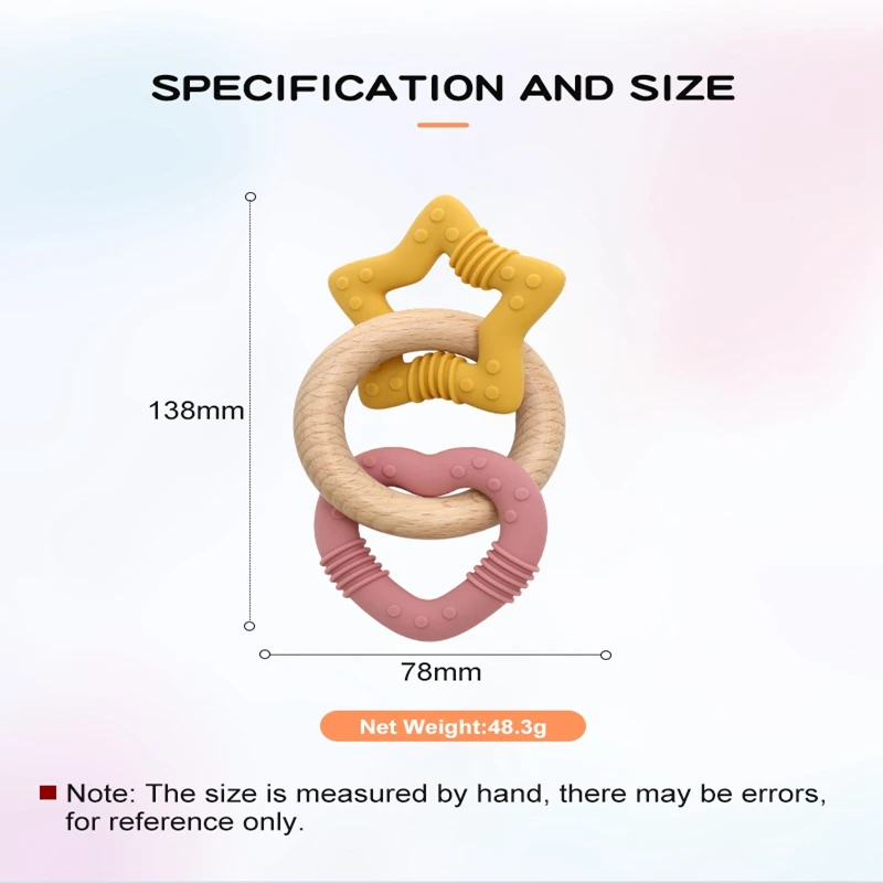 Baby Teether Silicone Five-pointed Star Love Ring Newborn 0 12 Year Old Toys Silicone No BPA Teething Ring Toys for Infant Gifts