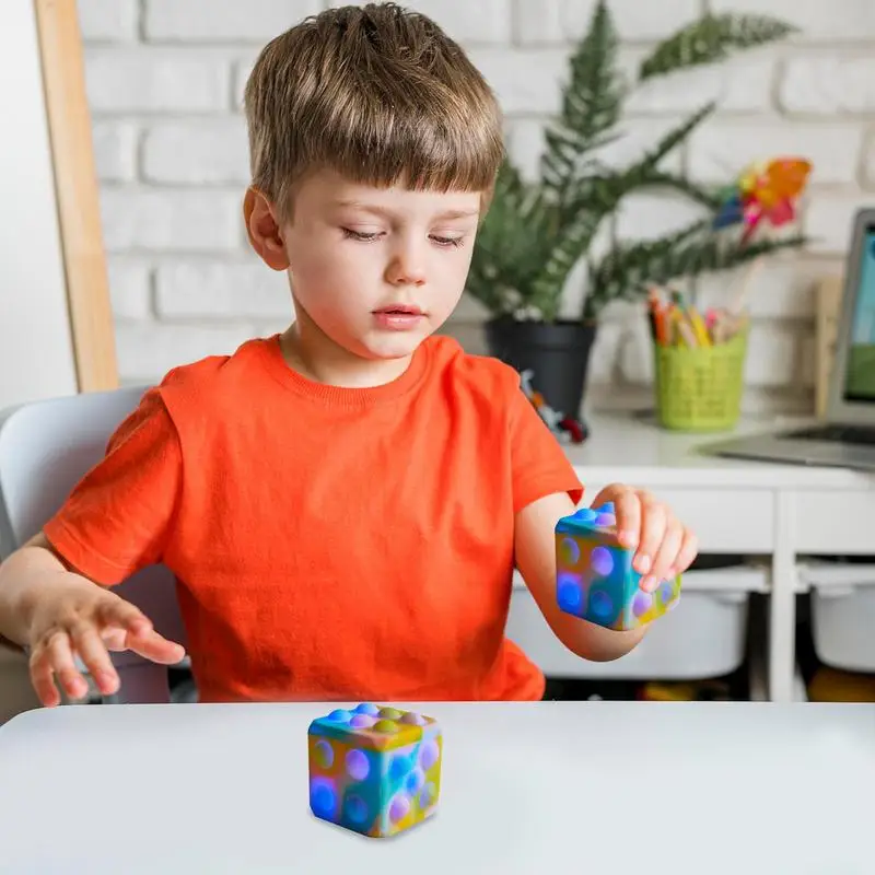 Bubble Dice Stress Toys Pop Sensory Toys For Stress Relief Silicone Pop Bubbles 3D Dice Shaped Squeeze Stress Toys Venting Toy