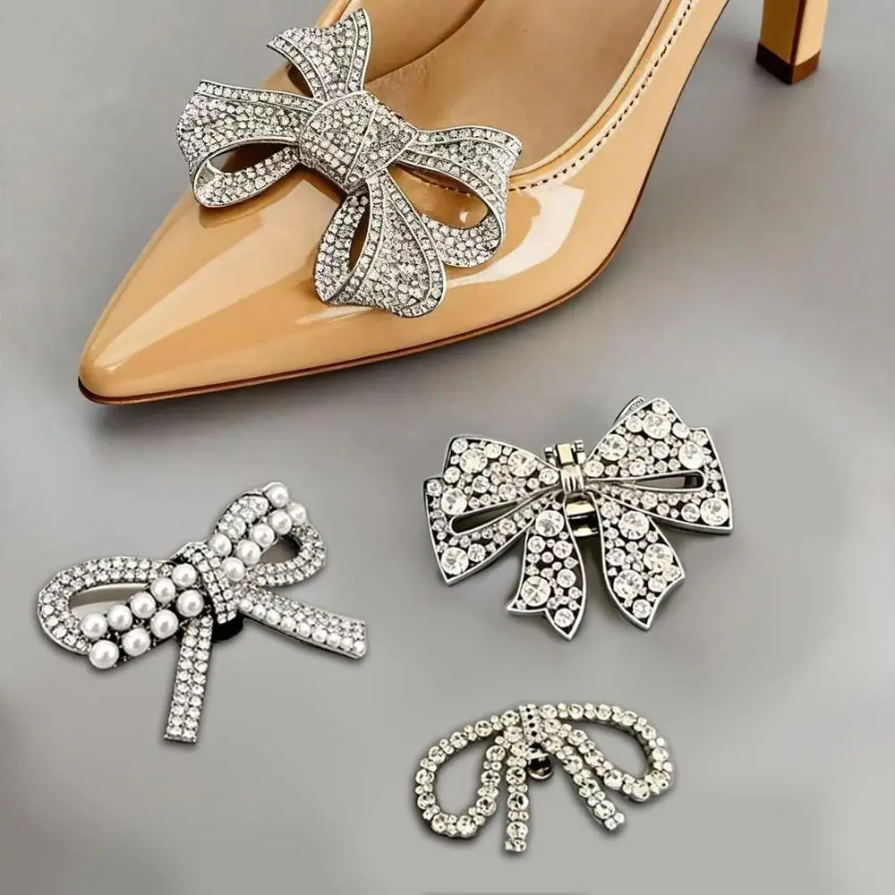 

Bridal Lolita Shoe Buckle Sweet Girls Shiny Bowknot Shoe Clips High Heel Wedding Party Women Bride Fashion Shoe Accessories