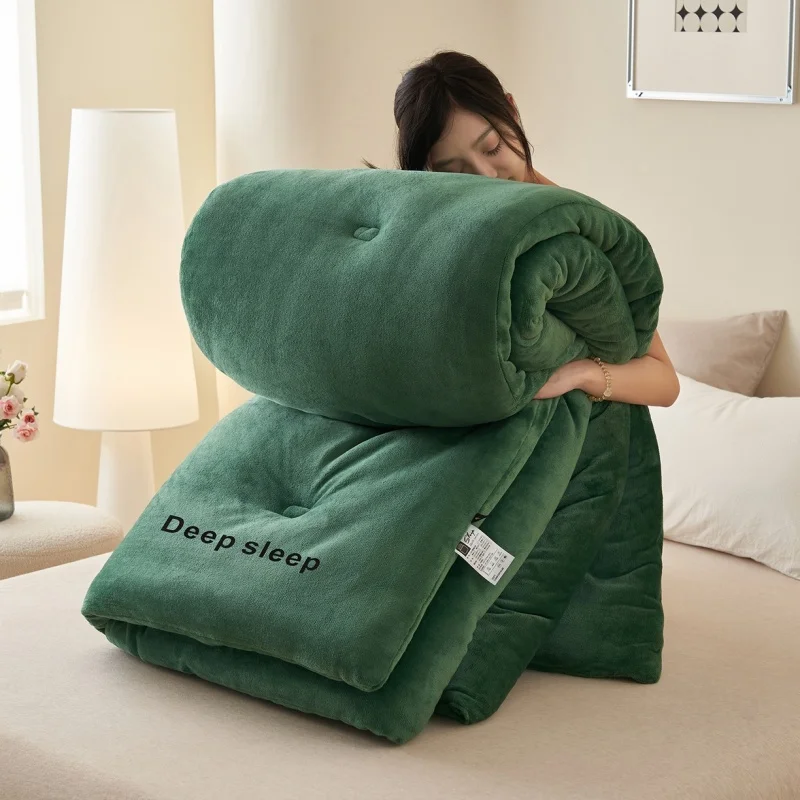 جديد الشتاء الصوف المعزي الصلبة الأخضر الدافئة دافئ سميكة الصوف سميكة لحاف بطانية ليلة باردة المنزل الألحفة انخفاض الشحن