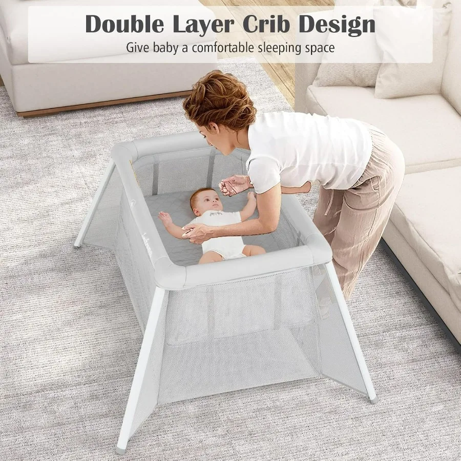 Berço de viagem portátil cercadinho do bebê com berço removível colchão macio saco de transporte dobrável leve playard berçário centro f