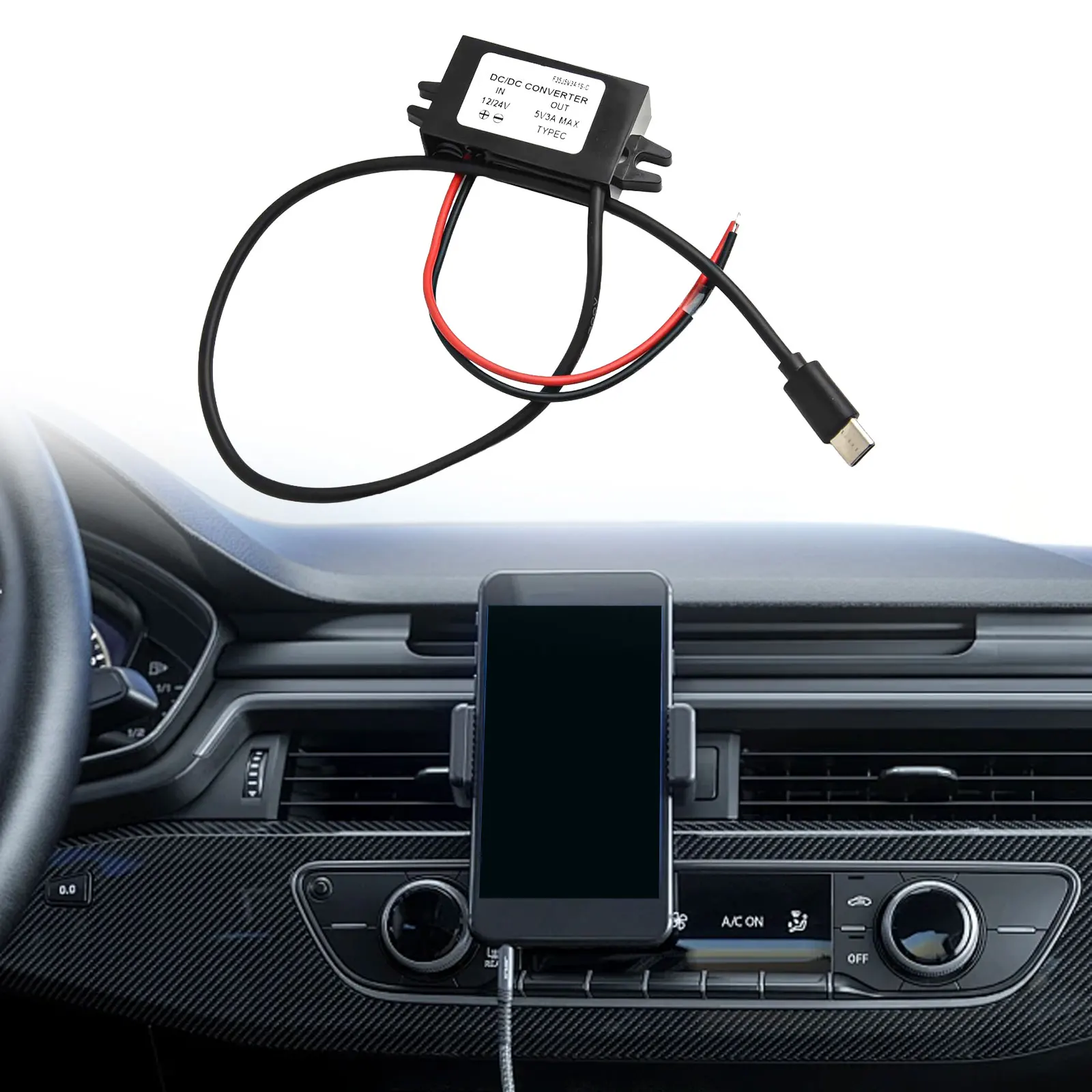 1pc 12V/24VTo5V DC-DC コンバータ USB C 5A 25 ワット DC コンバータ降圧モジュール電源充電アダプタ車のダッシュカム用