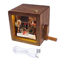 Custom Flip Book Frame Hand Crank Photo Album Personalized Lighted Photo Album Mini Wooden Flip Book For Couple Women Men