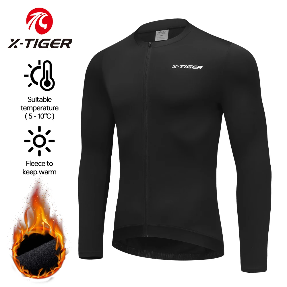 AliExpress X-TIGER Men's Winter Cycling Jacket Warm Fleece MTB Mountain Bike Shirt Ciclismo Long Sleeve Cycling Jersey