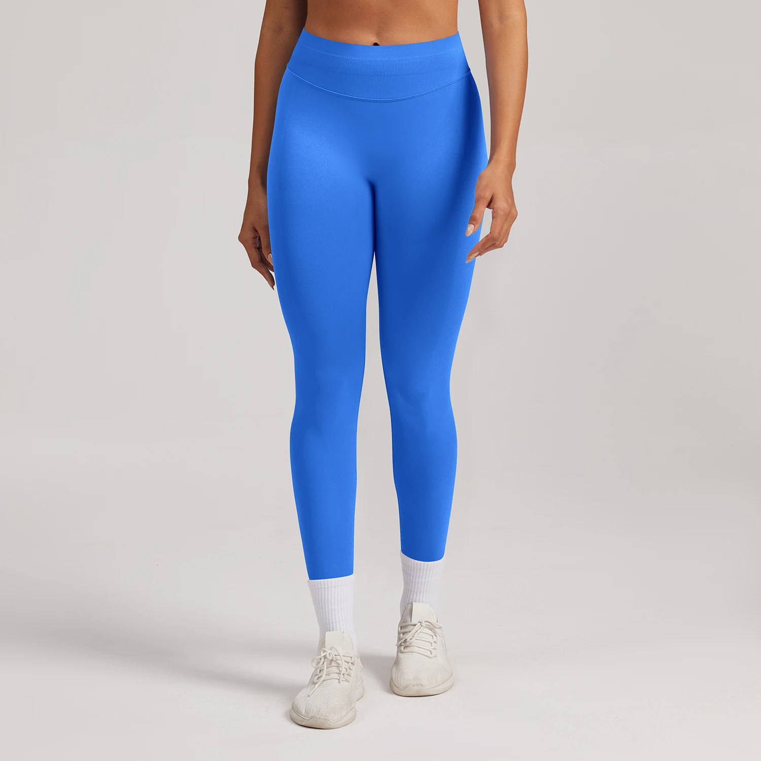 Leggings de sport sans couture pour femme, avec bande côtelée basse et effet froncé aux fesses, pour le yoga, le fitness et l'entraînement en salle de sport