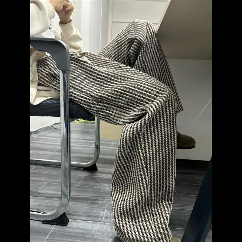 

American Sle High Waist Wide Leg Pants Women Casual Straight Cut Long Trousers Spring Autumn Vintage Retro Faion