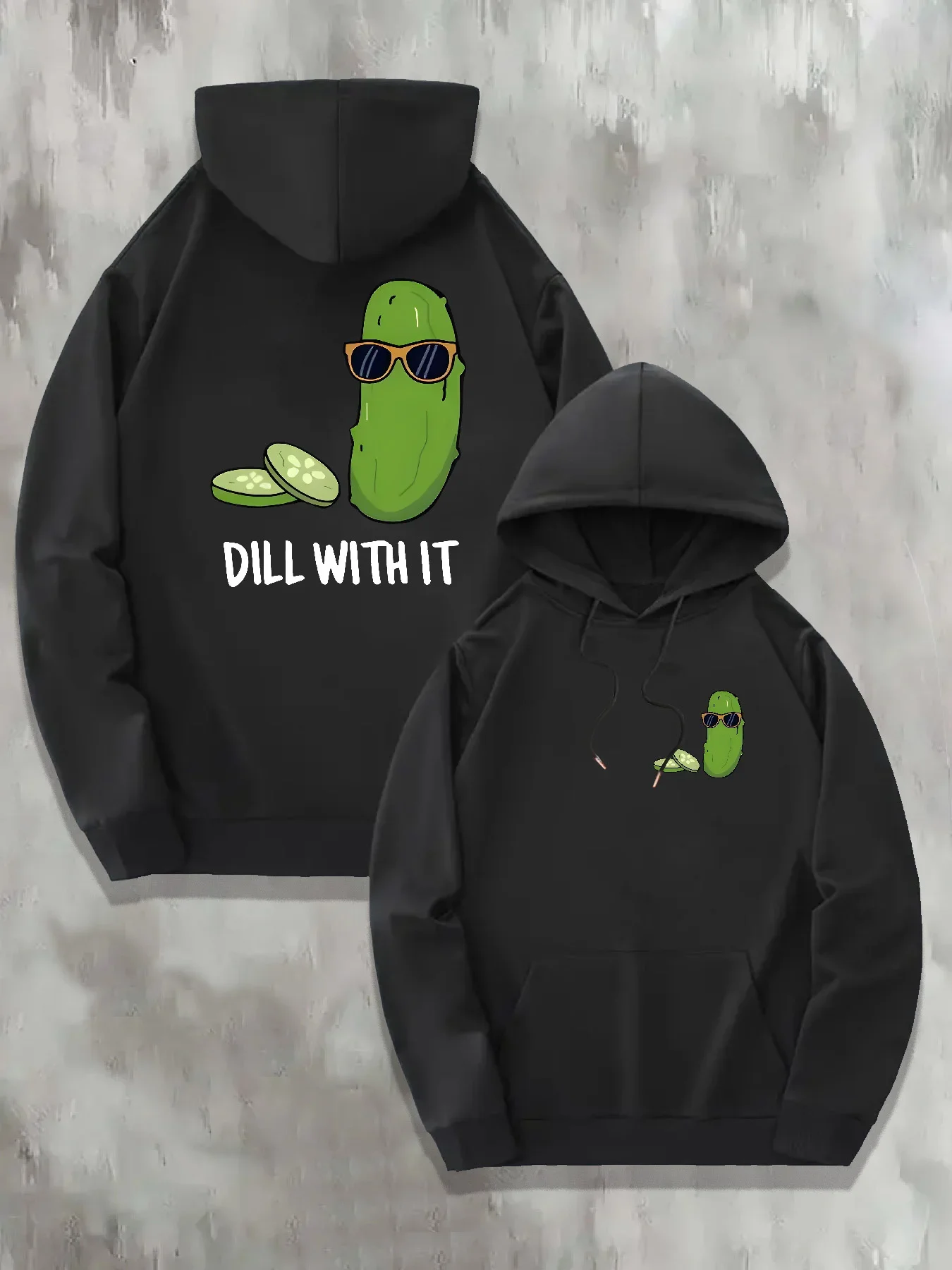 Sudadera con capucha con estampado divertido de kimchi, estilo casual, corte regular, unisex, para primavera y otoño, cómoda para el uso diario.