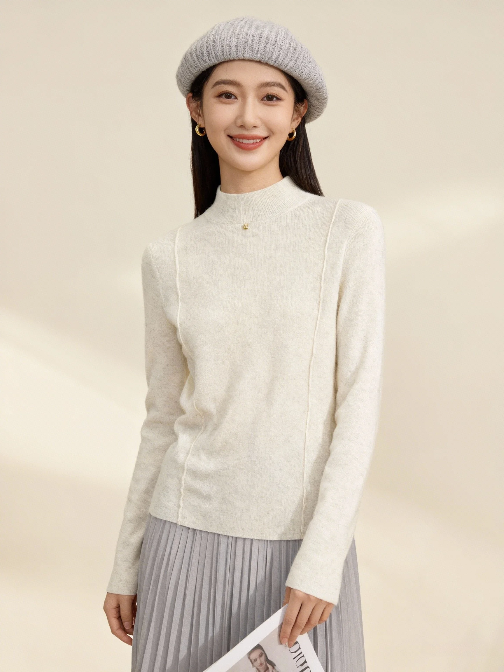 

Осенне-зимний женский вязаный шерстяной свитер средней длины, камуфляжный теплый длинный свек, модный цвет