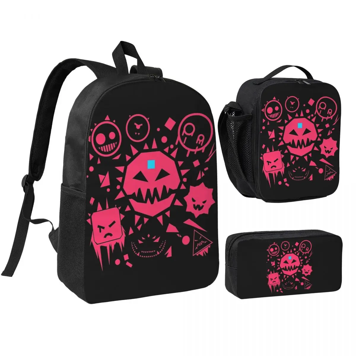 

Just Shapes And Beats Design Backpack Student BookBag School Bag Computer Shoulder Bags 3ps Insulated Lunch Bag Pencil Case