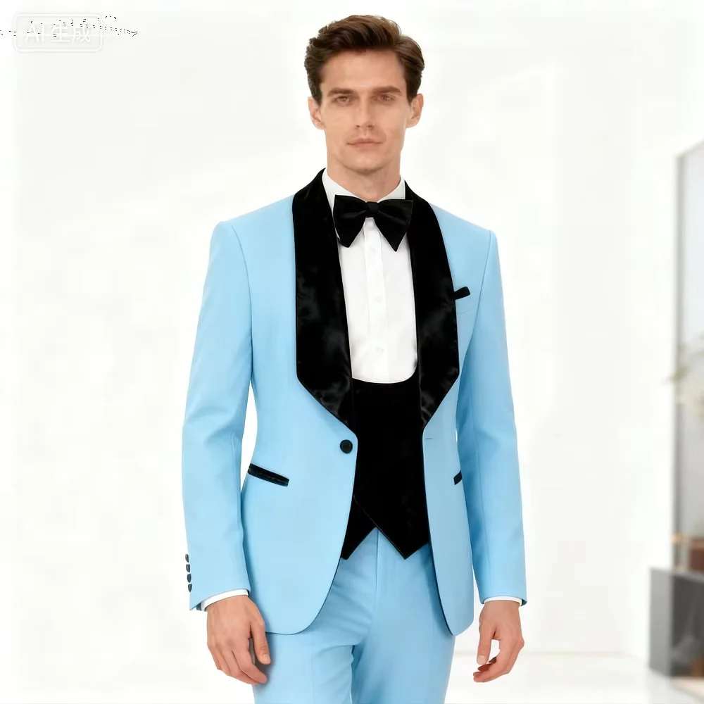 

Slim Fit Elegant Men's Wedding Tuxedo 3 Piece Set - Latest Solid Formal Groom Business Party Suit with Jacket Vest Pants