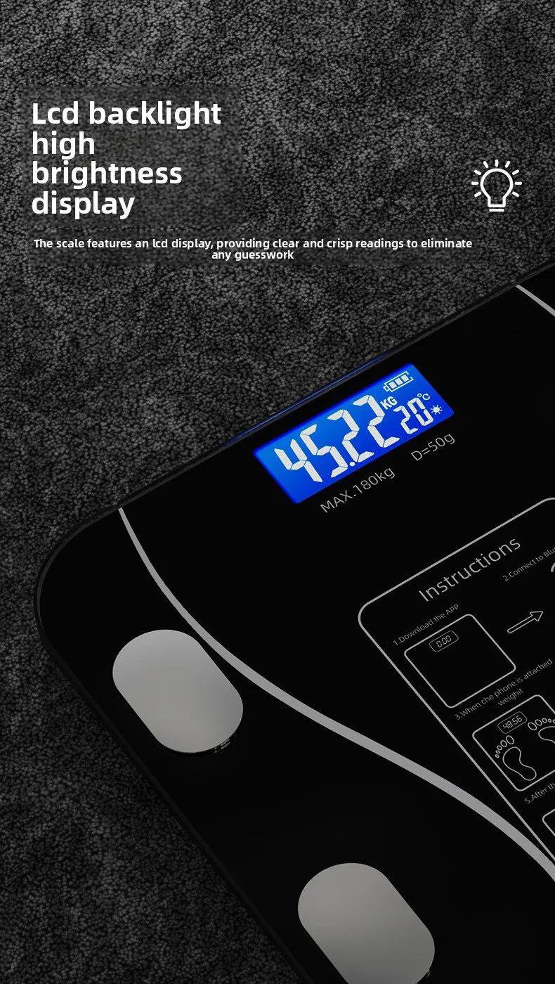Smart Bluetooth Body Fat Scale Rechargeable Electronic Weighing_voghion.com