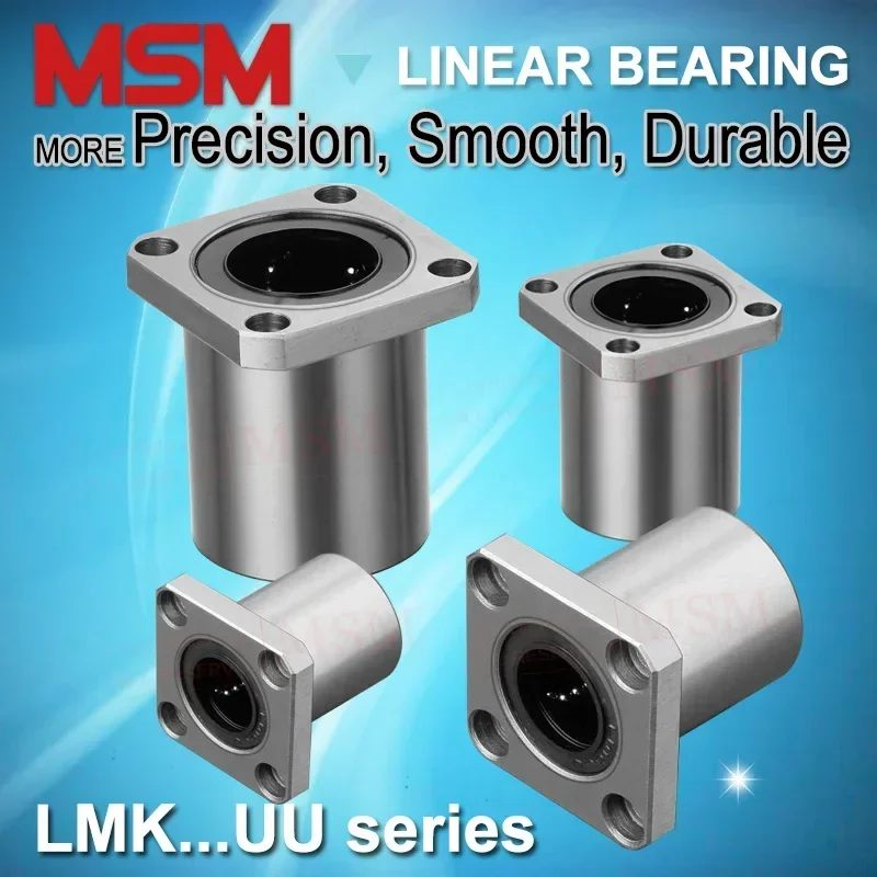 

4pcs MSM Square Flange Linear Bearings LMK6UU LMK8UU LMK10UU LMK12UU LMK16UU LMK20UU LMK25UU LMK30UU Shaft Ball Bushings mm