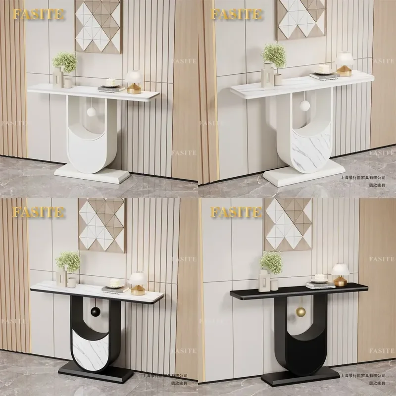 For Cream Style Italian Minimalist Entrance Table Light Luxury Premium Sense Against the Wall Hall Console