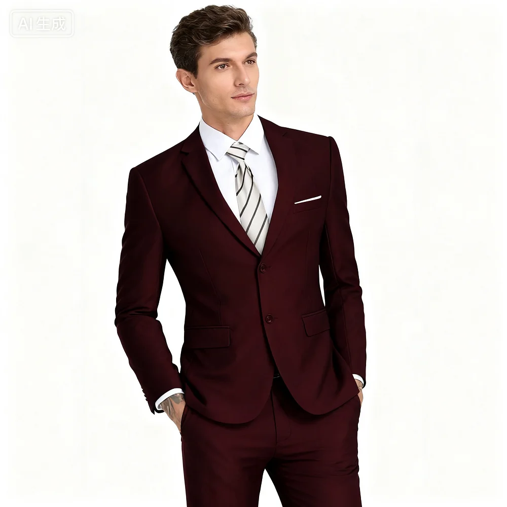 

Inteligente casual cáqui ternos masculinos moda formal negócioscasamento noivo smoking pico lapela duplo breasted jaqueta calças