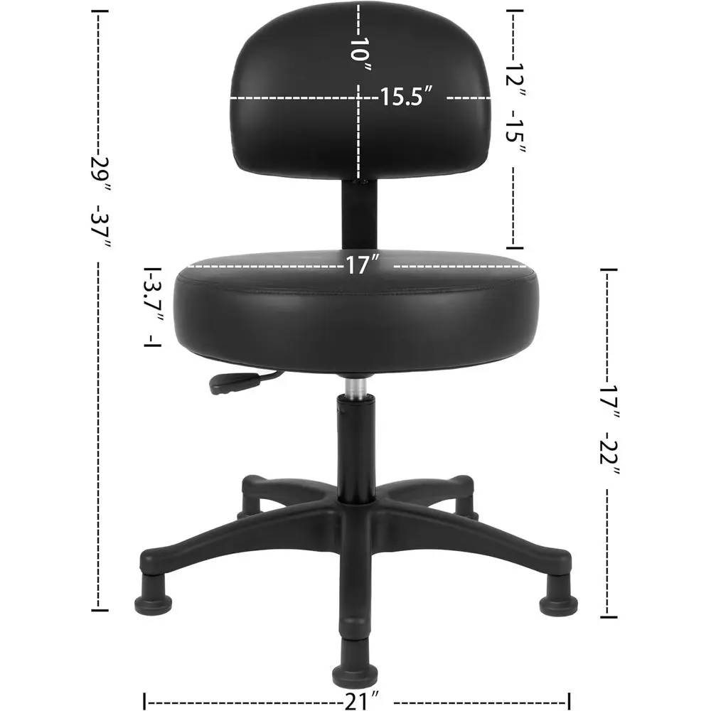 高さ調節可能なメディカルスパチェアスツール、お手入れが簡単な摩擦シートカバー付き、ブラックグライド