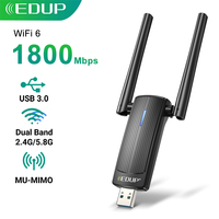 EDUP AX1800 WiFi6 USB Wireless Network Card USB3.0 WiFi Adapter MU-MIMO 2.4G/5GHz Wifi Dongle with Antenna for PC Windows10/11