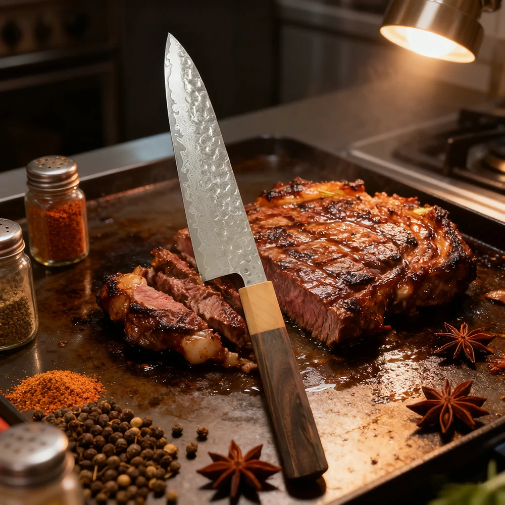 

8-дюймовый нож шеф-повара, 67 слоев дамасской стали, 10Cr15Mov, лезвие, тесак, мясо, нарезка овощей, кухонные ножи ручной работы с деревянной ручкой