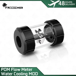 FREEZEMOD Cylinder Water Flow Metal Indicator Impeller Industrial Liquid Flow Meter Observing Water Cooler for Flow Modding