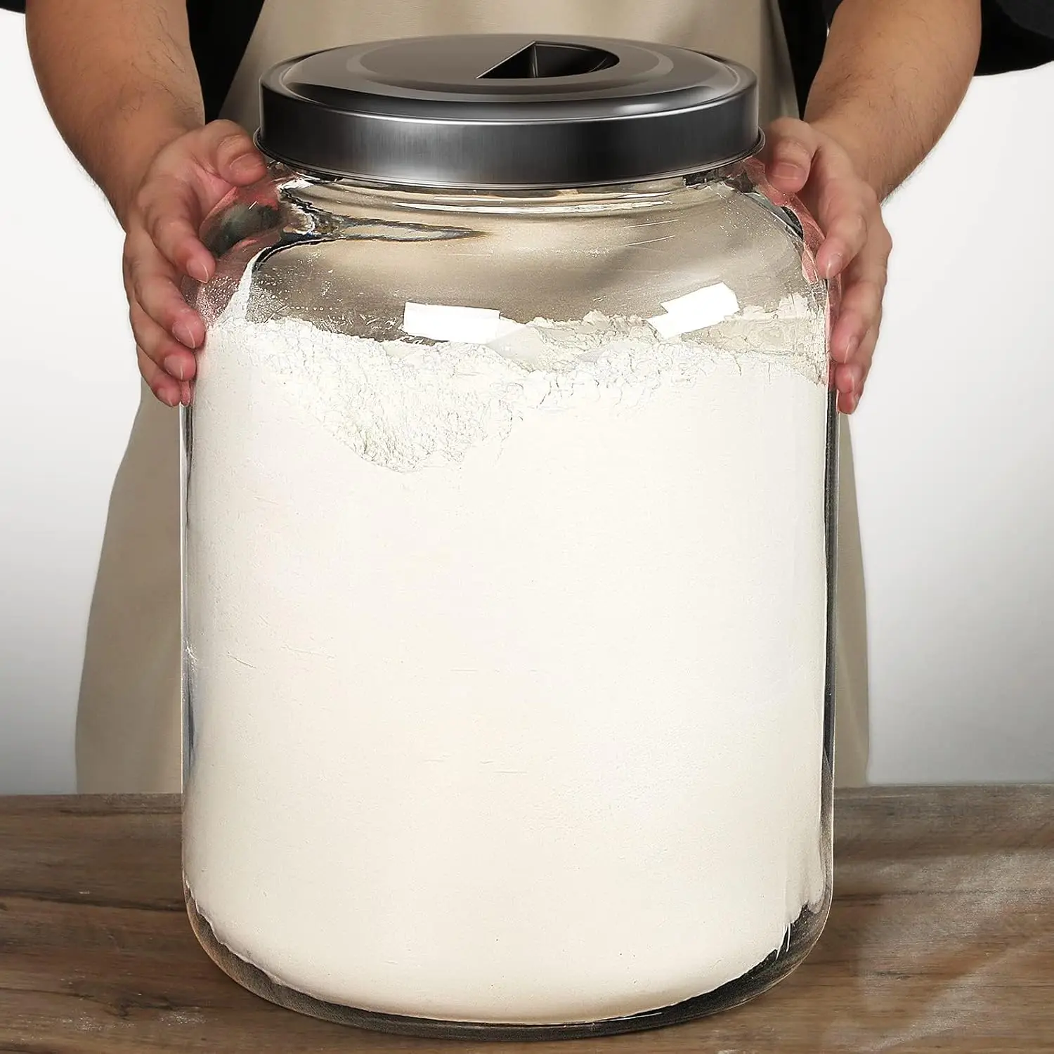 

5.5 Gallon Glass Jar with Airtight Lid - Super Wide Mouth, Heavy Duty Storage for Flour, Rice, and More, Set of 1