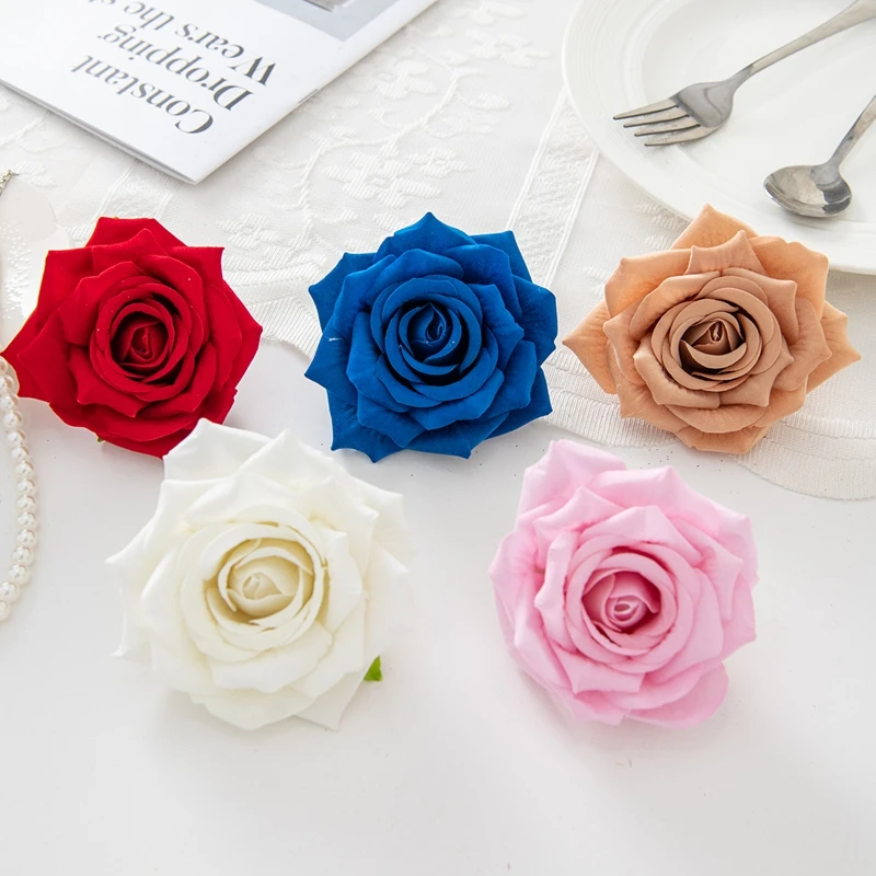 50 Stück Künstliche Blumen Flanell-Rosen Heim Schlafzimmer Wanddekorationen Zarte Hochzeits-Brautaccessoires Schöne Garten-DIY-Geschenke – Detail 6