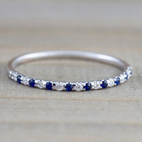 Huitan Blue/Red CZ Women Rings Minimalist Thin Rings Vintage Lady's Finger Accessories for Party Daily Wear Versatile Jewelry