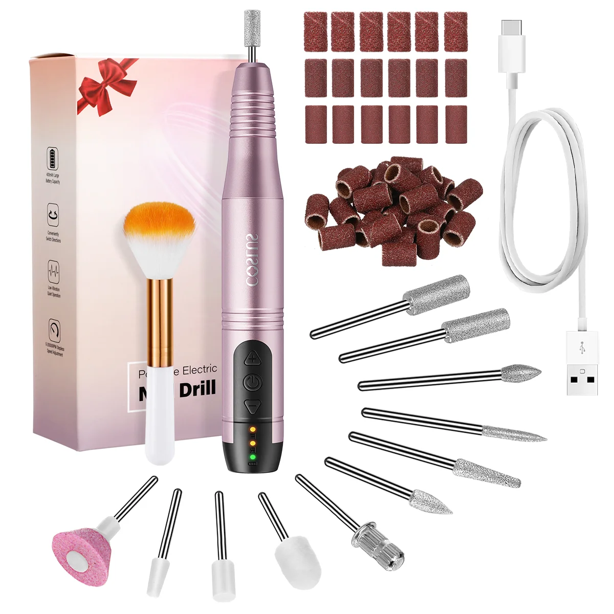 Lucidatore elettrico per smalto (integrato) Kit di file Strumenti per trapano per manicure Automatico Donna Sposa