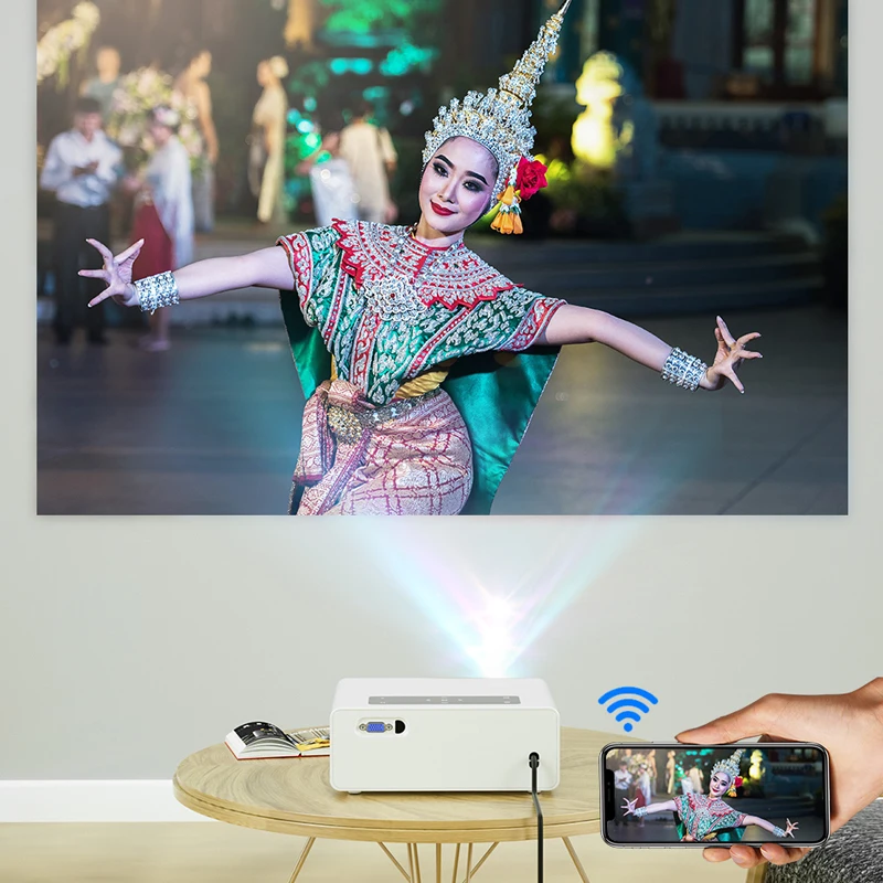 WZATCO W1 1920*1080P 4K LED Projector Smart WIFI Android 9.0 Proyector Home Theater Media Video player 6D Keystone Game Beamer