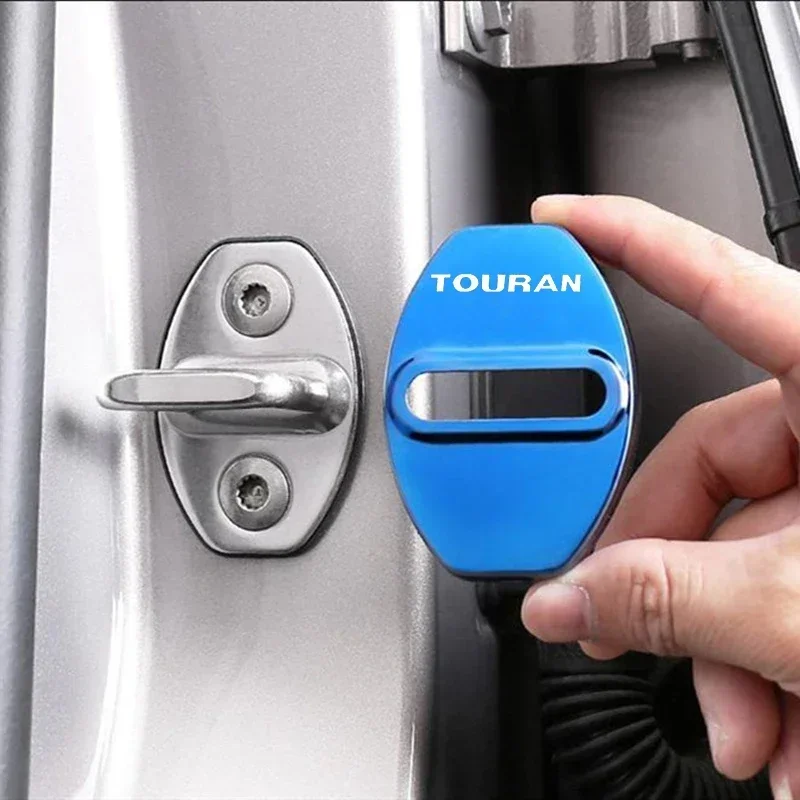 For Volkswagen Touran Logo Stainless Steel Anti-rust Jetta RLine Polo Golf Passat Tiguan 4Pcs Car Door Lock Protection Covers - view 2