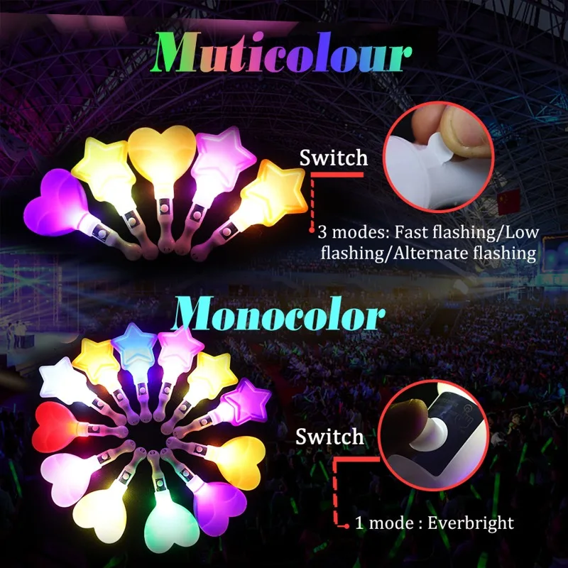 LED Luminous Bars Fun Glowing Colorful Five Pointed Star Flash Light LED Stick Fairy Wand Cheer Luminous Toy Party Decor Glow