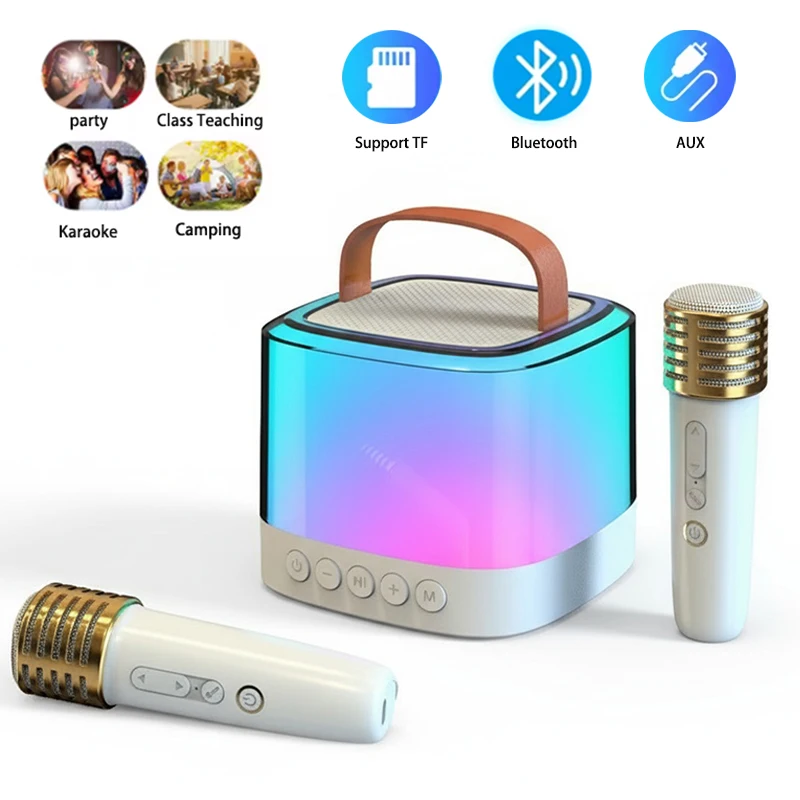 

New Wireless Bluetooth Speaker With Microphone Kids Bluetooth Karaoke Speaker Two Microphones Portable Karaoke