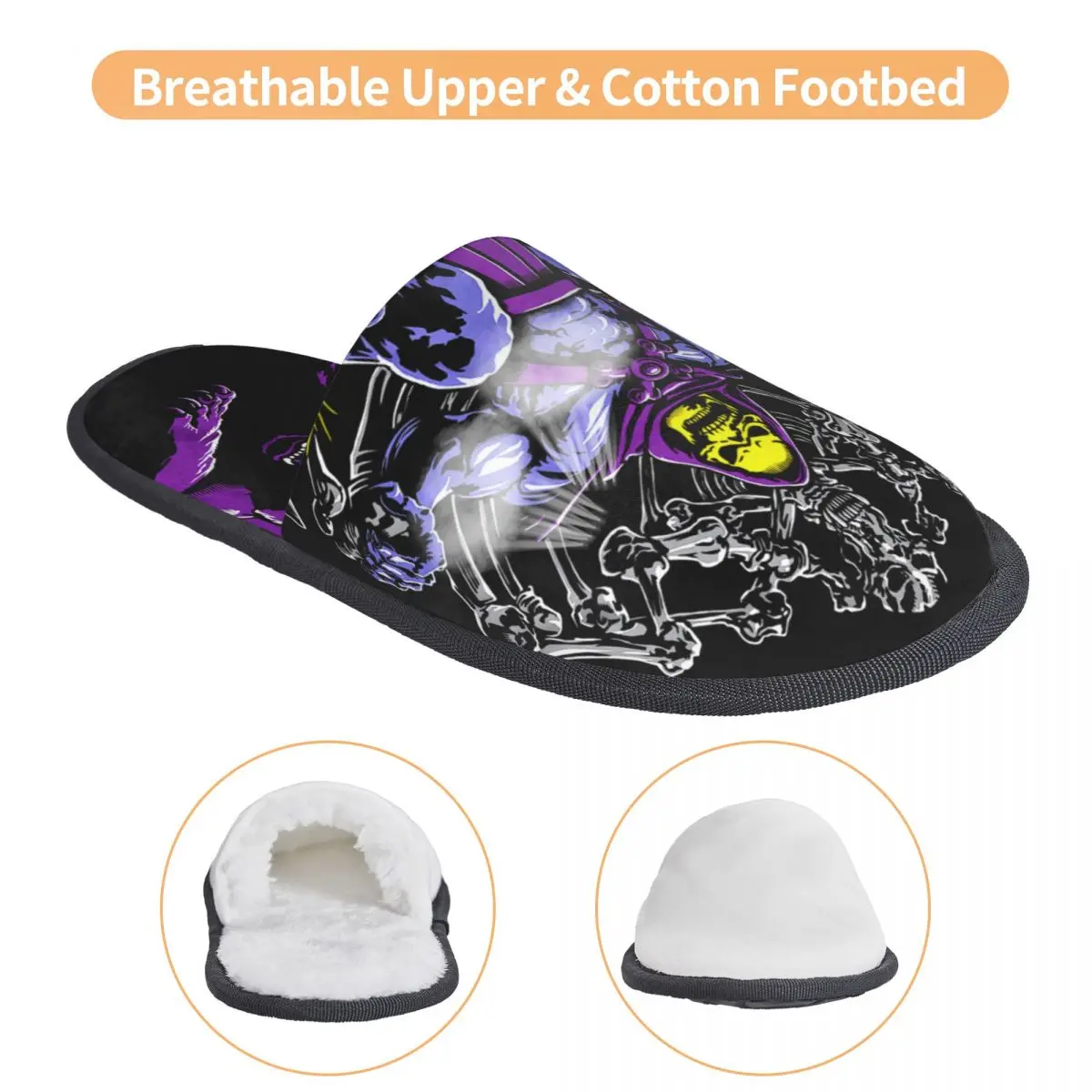 Skeletor-Zapatillas de casa de espuma viscoelástica suave para mujer, zapatos de dormitorio sin cordones para hombre y los maestros del universo