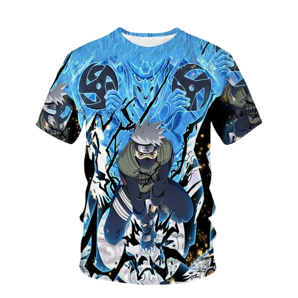 

2025 Summer Men T-shirt Naruto Boys Girls T-shirt 3D Printing Cartoon Short Sleeve Plus Size Men T-shirt Kakashi Cool Clothing