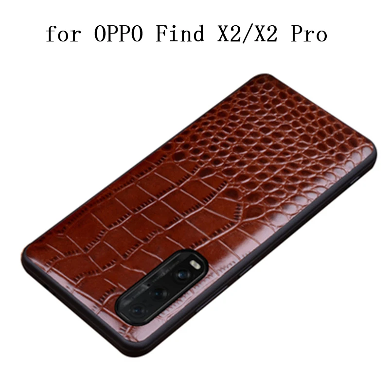 

Чехол из натуральной кожи ручной работы OPPO Find X2 Pro, роскошный ультратонкий чехол на заднюю панель OPPO Find X2Pro, модный чехол из крокодиловой кожи
