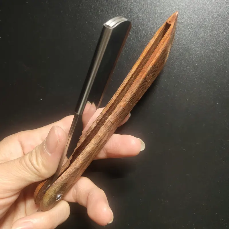 Maquinilla de afeitar con mango de madera para hombre, maquinilla de afeitar clásica, profesional, para corte de pelo de peluquero, tipo de hoja de cambio, 1 unidad