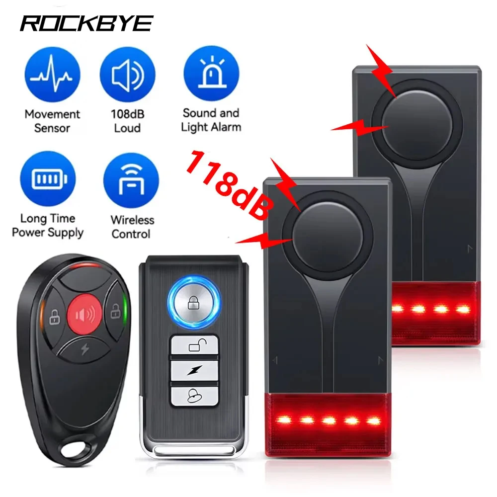 Rockbye Ship Vibration Sound And Light Alarm 108dB Loud Anti Theft Alarm Adjustment Door Window Sensor Ship Accessories