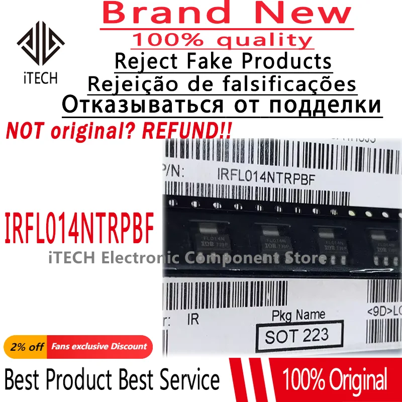 (10-50-100)pcs/lot Original IRFL014NTRPBF FL014N SOT-223 N-channel 55V 1.9A field-effect transistor 100% New and Genuine