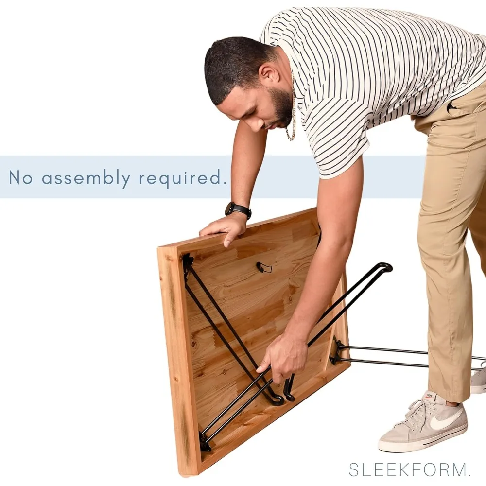 Portable Folding Desk - Wood Foldable Table - No Assembly Easy Fold Desks for Small Spaces - Space Saving Collapsible