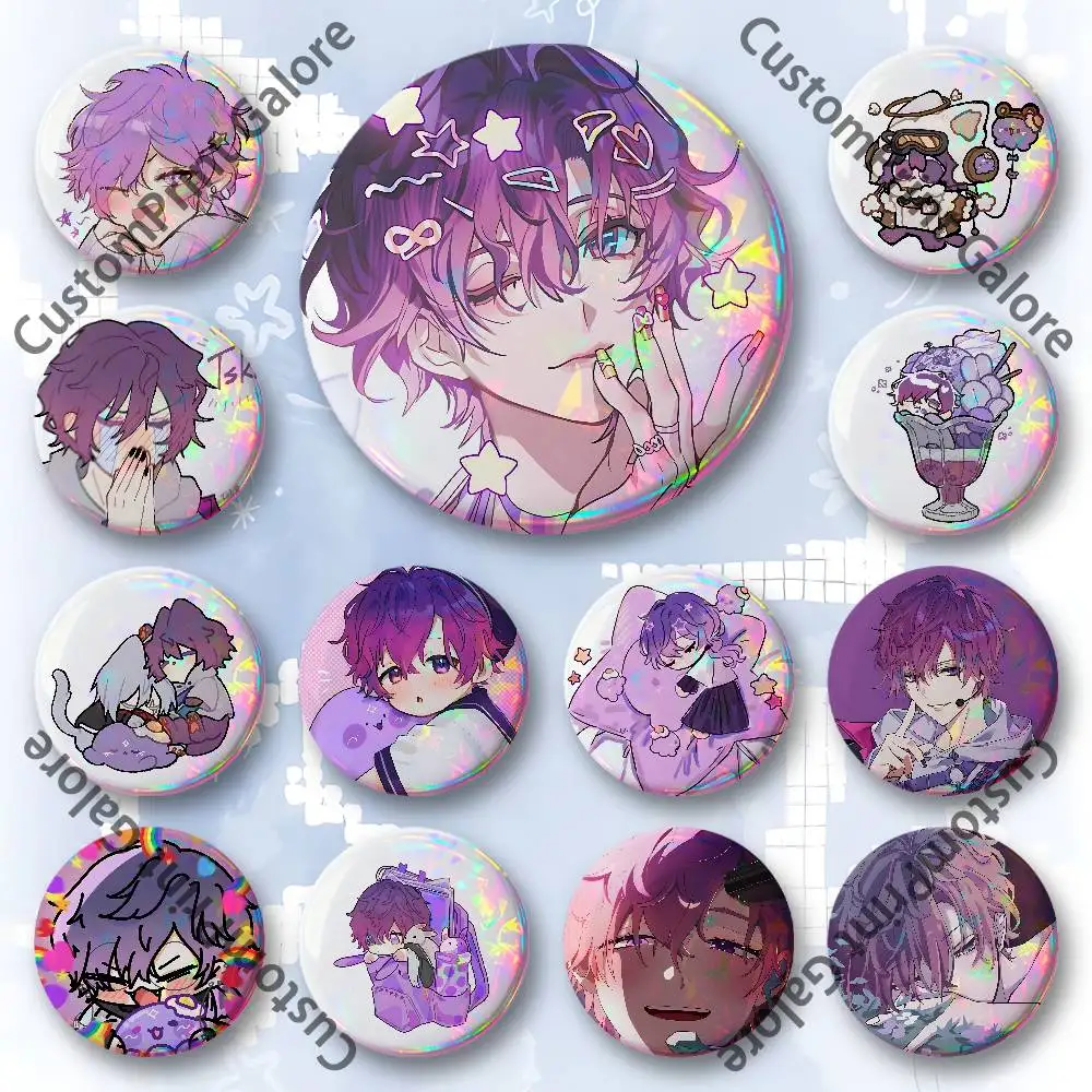 U-Uki V-Violeta Round Custom Badges 75 58 44 32 25 mm Brooch Backpack Hat Enamel Pins Accessories Toys Gifts