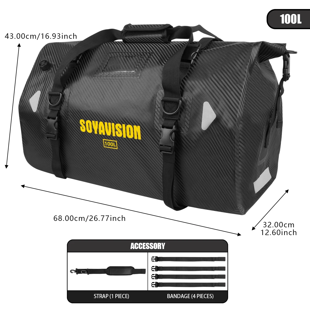 Waterdichte Motorfiets Achterbank Tas Reisbagage Tas 20L 80L 100L Motorfiets Powersports Staart Tas Fietstassen Rijden Helm Tas