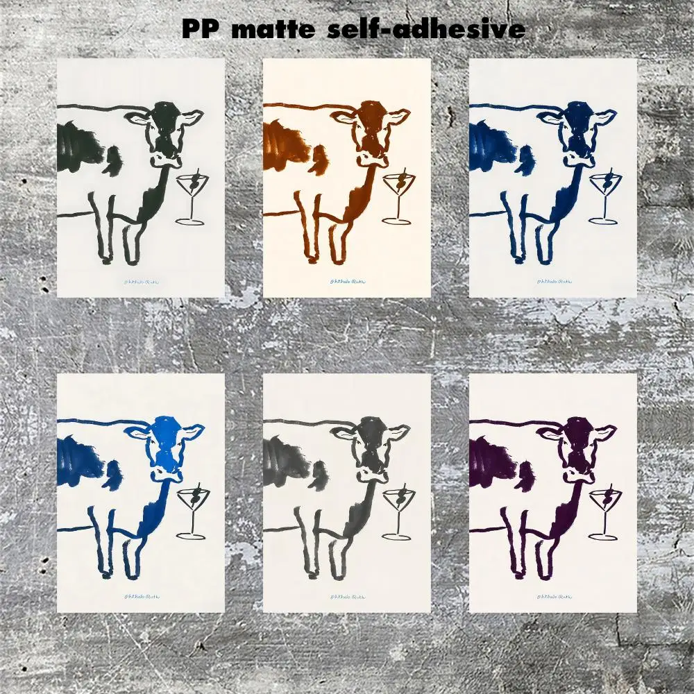 Clmj Mootini cow Art Poster Frameless poster pp Matte adhesive paper for Living room hallway bedroom