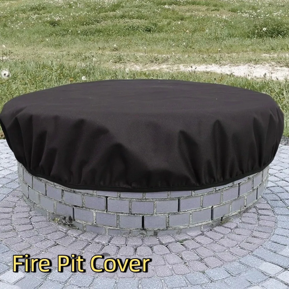 

600D Оксфордский чехол для костра, водонепроницаемый, устойчивый к атмосферным воздействиям, эластичный подол, черный чехол для уличного камина