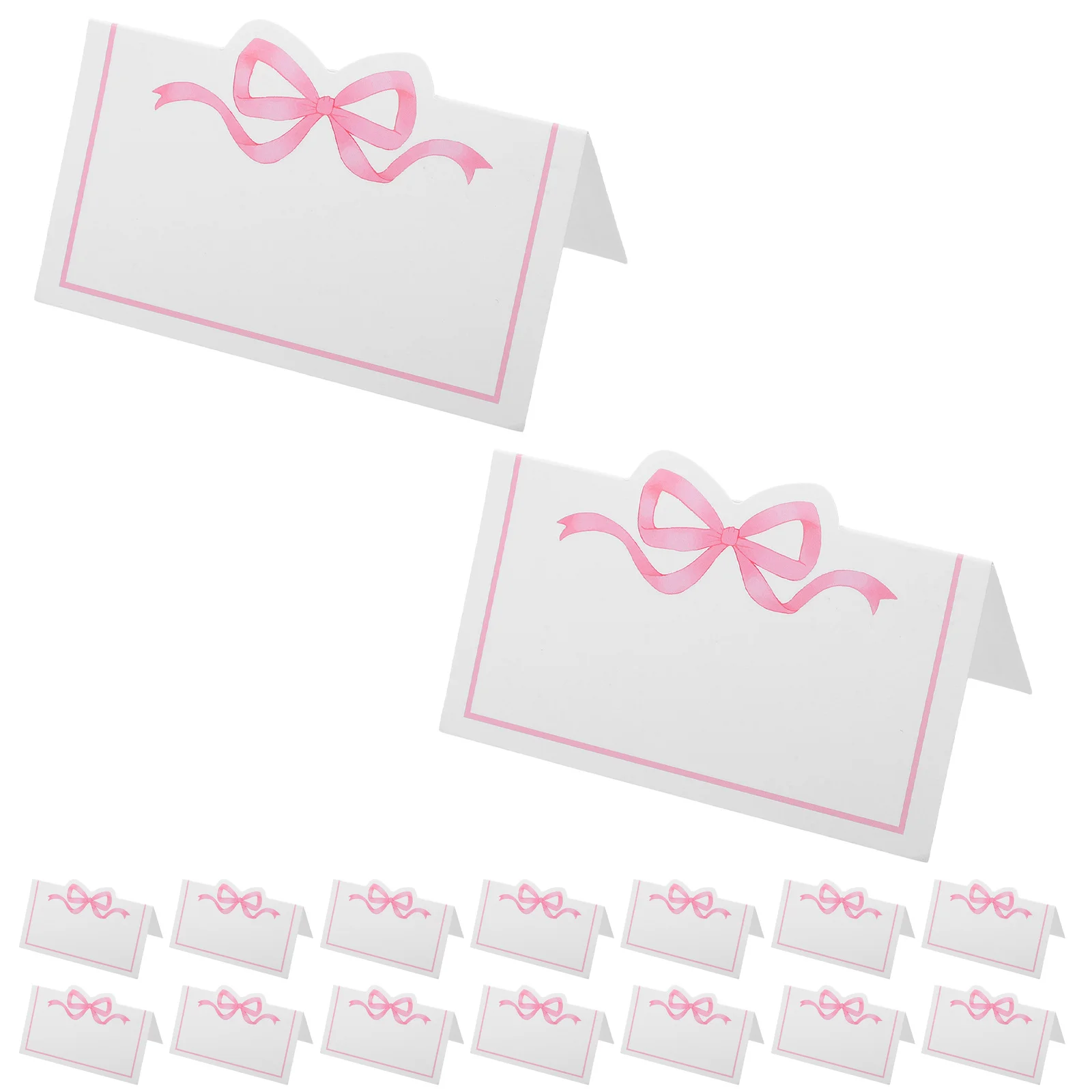 

100Pcs Pink Bow Knot Wedding Seat Cards Scalloped Blank Place Cards for Party Table Setting Supplies Birthday Party Banquet