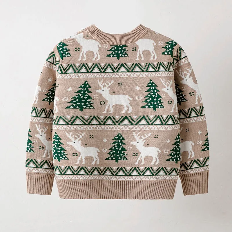 Kids Knitwear Sweater Winter Pullover Cartoon Dinosaur Deer Casual Party Clothing Child Baby Girls Boys New Years Christmas Gift