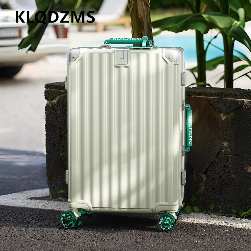 KLQDZMS المقصورة حقيبة الألومنيوم الإطار الصعود صندوق المرأة 20 "22" 24 "26" 28 بوصة حقيبة تروللي بعجلات الرجال سعة كبيرة الأمتعة #1
