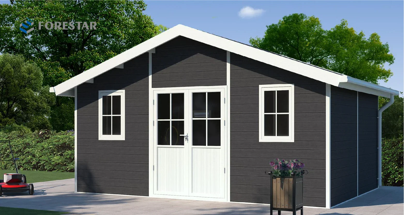 Outdoor composite wood summer garden house fabricated garden shed solid shed storage for customized