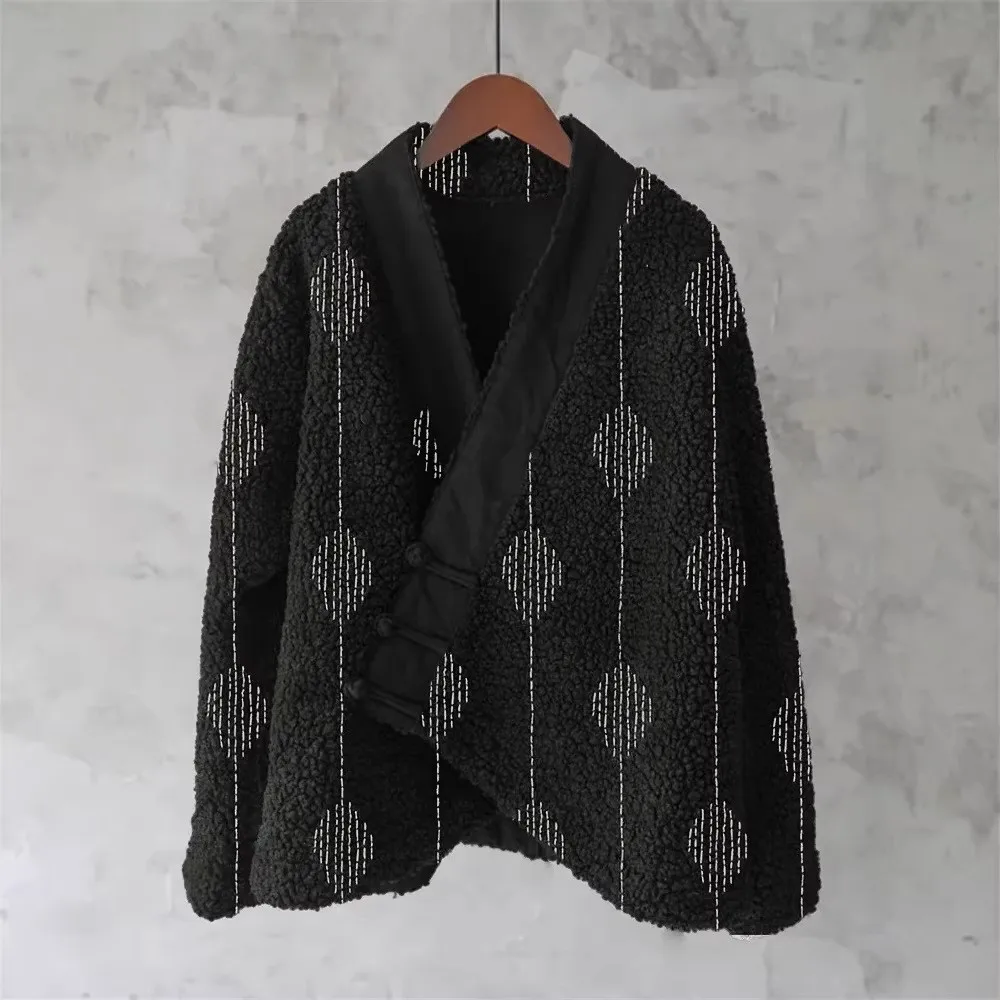 3D Print No Hood Hat Regular Length Sweet Fresh with 3D Effect Pattern V Neck Long Sleeves Forest Style Shirt Blouse Women Top